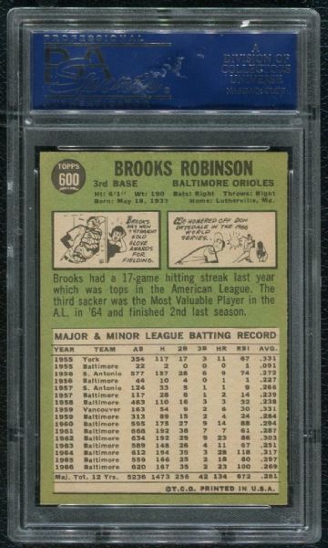 1967 Topps #600 Brooks Robinson PSA 7.5 NM+