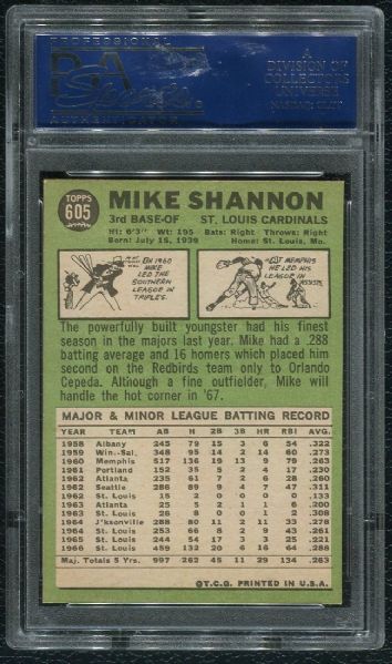 1967 Topps #605 Mike Shannon PSA 8.5 NM-MT+