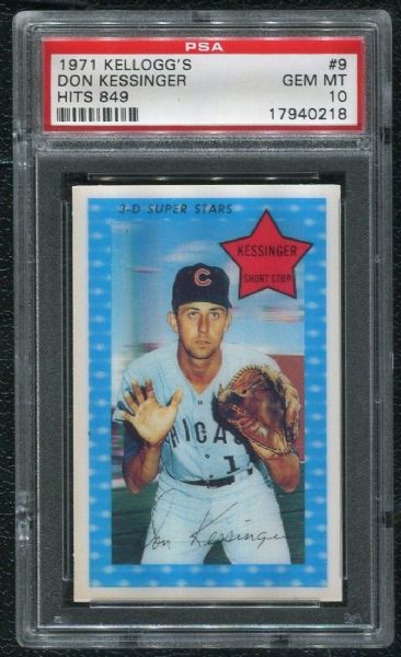 1971 Kellogg's #9 Don Kessinger PSA 10 GEM MINT