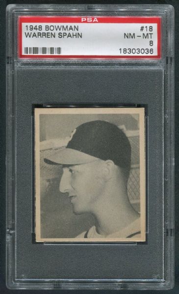 1948 Bowman #18 Warren Spahn PSA 8 NM-MT