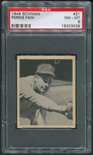 1948 Bowman #21 Ferris Fain PSA 8 NM-MT