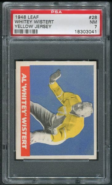 1948 Leaf #28 Whitey Wistert Yellow Jersey PSA 7 NM