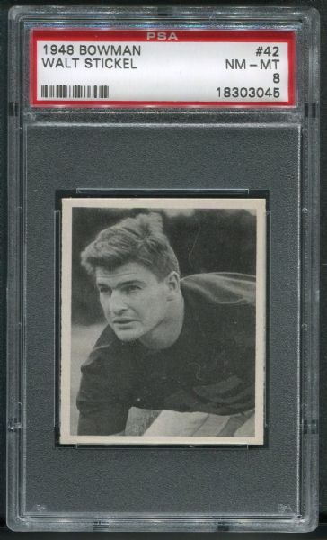 1948 Bowman #42 Walt Stickel PSA 8 NM-MT