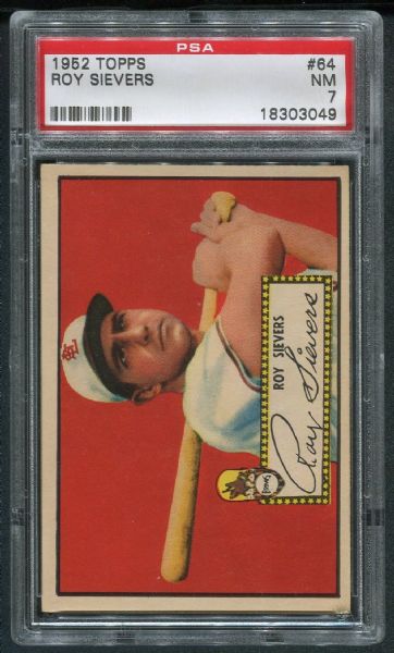 1952 Topps #64 Roy Sievers Red Back PSA 7 NM