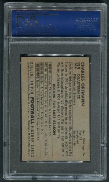 1952 Bowman Small #132 Chuck Ortmann PSA 8 NM-MT