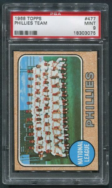 1968 Topps #477 Phillies Team PSA 9 MINT