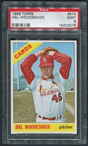 1966 Topps #514 Hal Woodeshick PSA 9 MINT