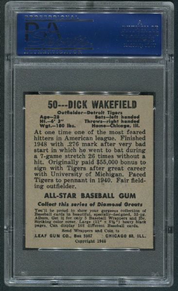 1948 Leaf #50 Dick Wakefield PSA 7 NM