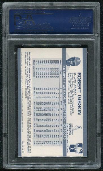 1971 Kellogg's #51 Bob Gibson PSA 10 GEM MINT