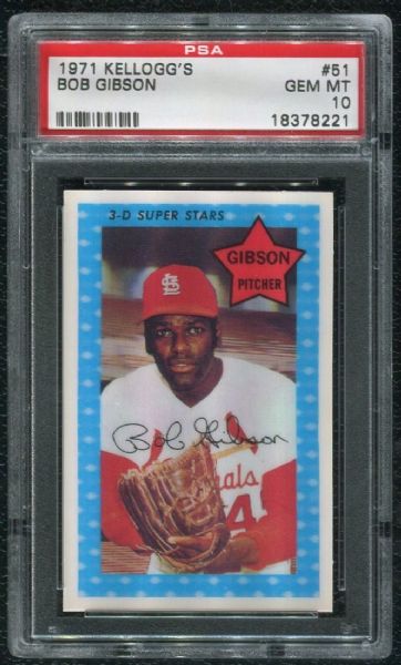 1971 Kellogg's #51 Bob Gibson PSA 10 GEM MINT