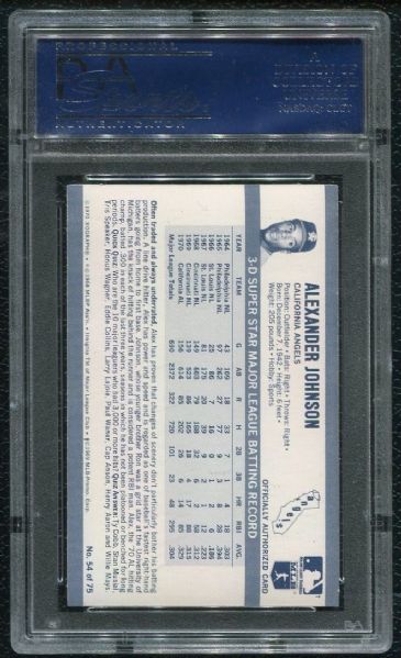 1971 Kellogg's #54 Alex Johnson PSA 10 GEM MINT