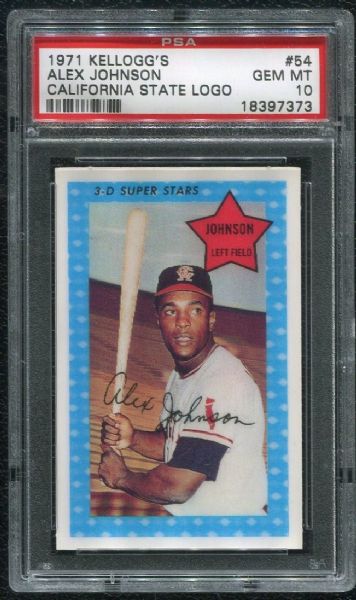 1971 Kellogg's #54 Alex Johnson PSA 10 GEM MINT