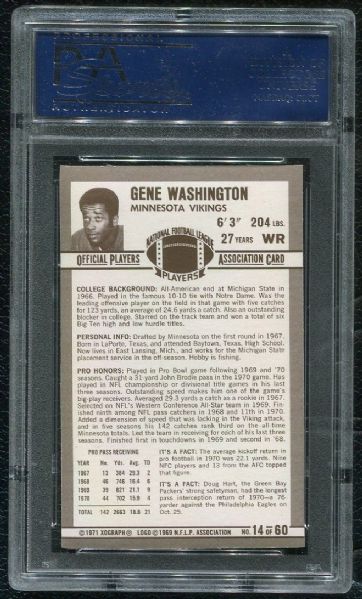 1971 Kellogg's #14 Gene Washington PSA 10 GEM MINT