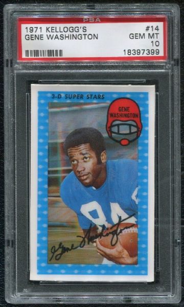 1971 Kellogg's #14 Gene Washington PSA 10 GEM MINT