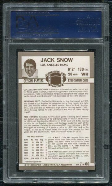 1971 Kellogg's #7 Jack Snow PSA 10 GEM MINT