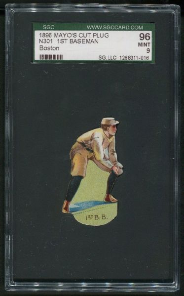 1896 Mayo's Cut Plug N301 1st Baseman - Boston SGC 96 MINT 9