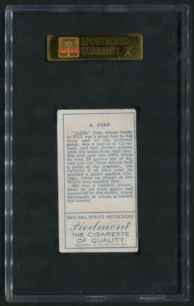 1911 Piedmont Cigarettes T205 Addie Joss SGC 50 VG-EX 4