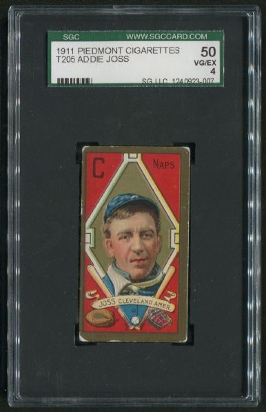 1911 Piedmont Cigarettes T205 Addie Joss SGC 50 VG-EX 4