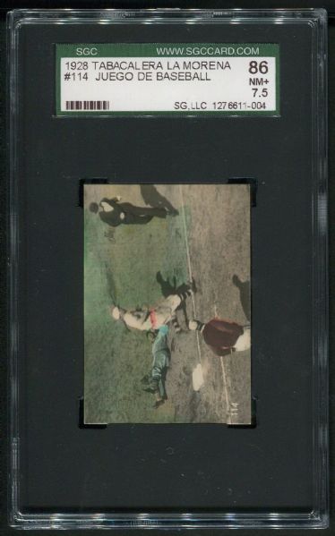 1928 Tabacalera La Morena #114 Juego de Baseball SGC 86 NM+ 7.5