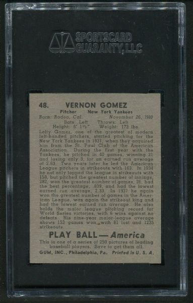 1939 Playball #48 Vernon Gomez SGC 92 NM-MT+ 8.5