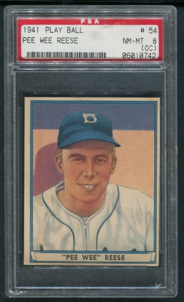 1941 Playball #54 Pee Wee Reese PSA 8 (OC) NM-MT