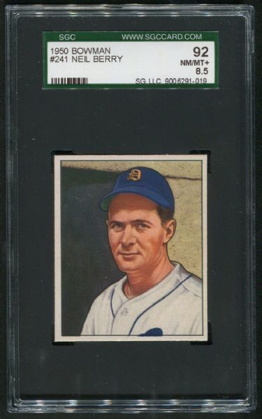 1950 Bowman #241 Neil Berry SGC 92 NM-MT+ 8.5