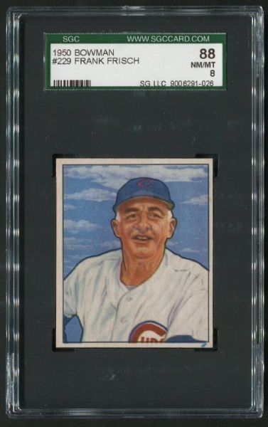 1950 Bowman #229 Frank Frisch SGC 88 NM-MT 8