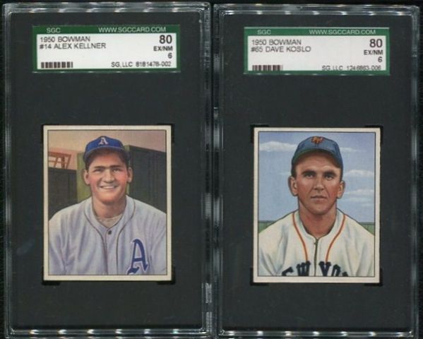 1950 Bowman Lot of 4 SGC 80 EX-MT 6 w/ Low Numbers