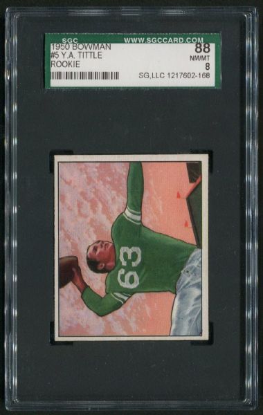 1950 Bowman #5 Y.A. Tittle Rookie SGC 88 NM-MT 8