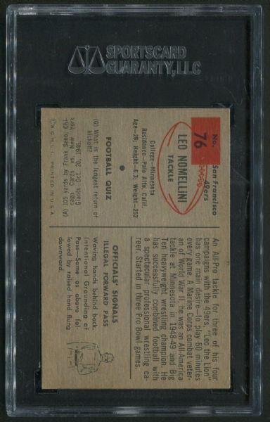 1954 Bowman #76 Leo Nomellini SGC 96 MINT 9