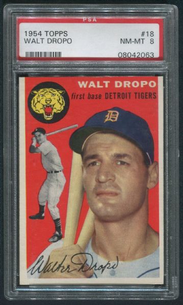 1954 Topps #18 Walt Dropo PSA 8 NM-MT