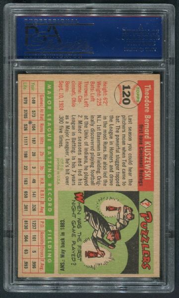 1955 Topps #120 Ted Kluszewski PSA 8 NM-MT