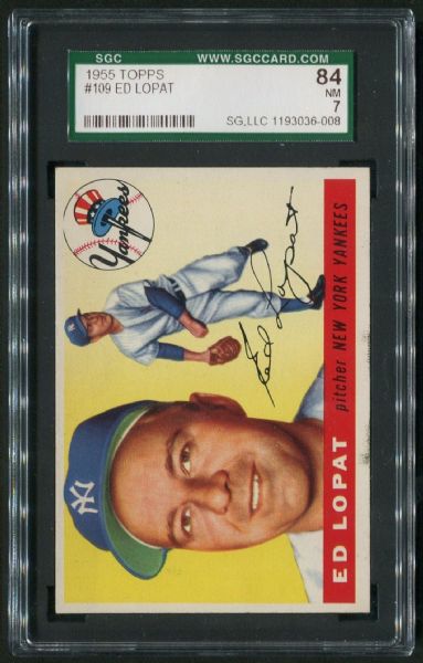 1955 Topps #109 Ed Lopat SGC 84 NM 7