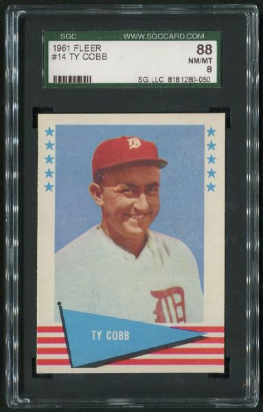 1961 Fleer #14 Ty Cobb SGC 88 NM-MT 8