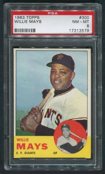 1963 Topps #300 Willie Mays PSA 8 NM-MT