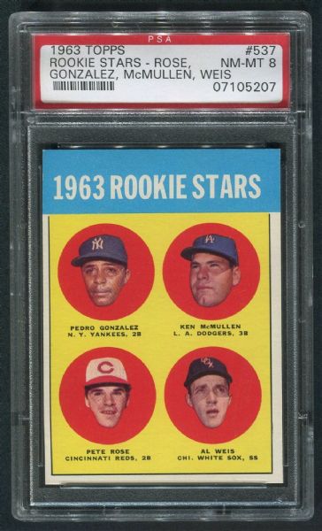 1963 Topps #537 Rookie Stars w/ Pete Rose Rookie PSA 8 NM-MT