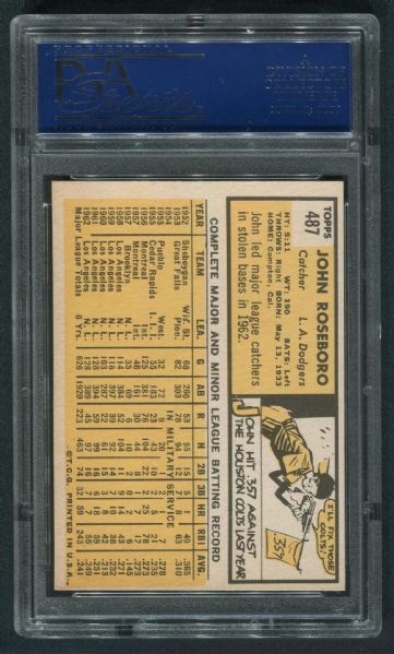 1963 Topps #487 John Roseboro PSA 8 NM-MT