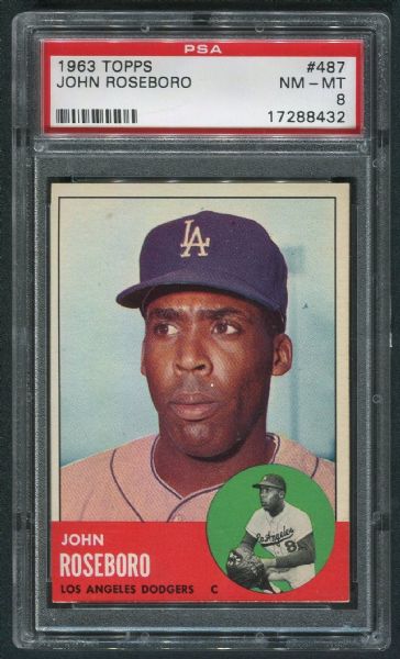 1963 Topps #487 John Roseboro PSA 8 NM-MT