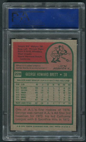 1975 Topps #228 George Brett Rookie PSA 9 MINT