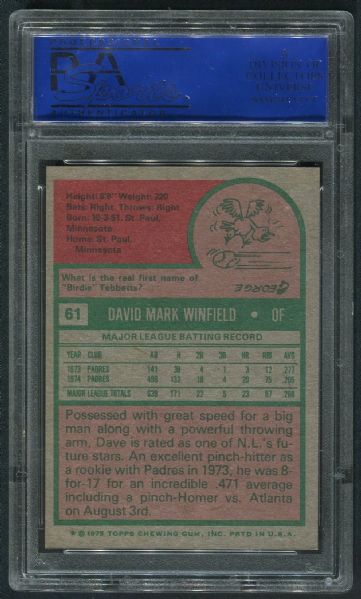 1975 Topps #61 Dave Winfield PSA 9 MINT