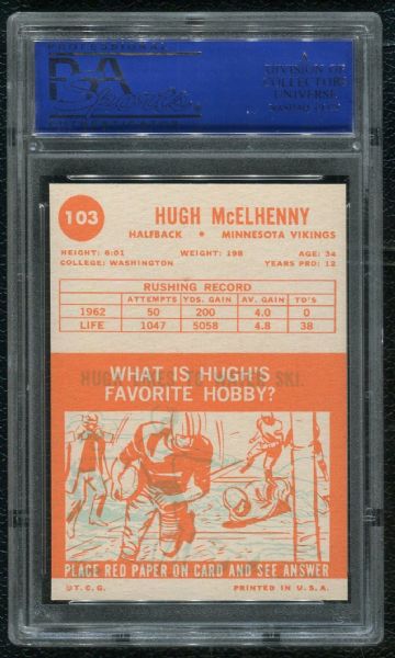 1963 Topps #103 Hugh McElhenny PSA 8 NM-MT