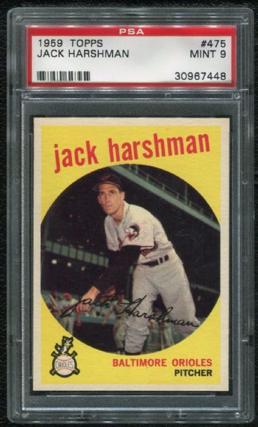 1959 Topps #475 Jack Harshman PSA 9 MINT - 1 of 3