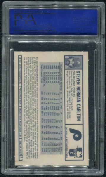 1973 Kellogg's #7 Steve Carlton PSA 9 MINT