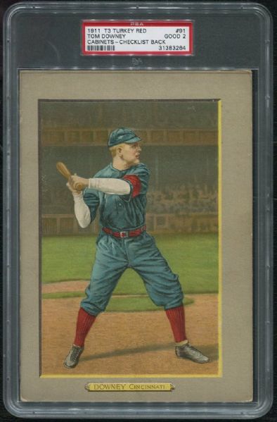 1911 T3 Turkey Red #91 Tom Downey PSA 2 Good