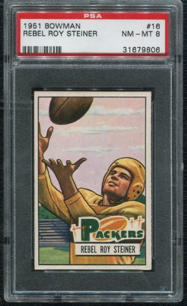 1951 Bowman #16 Rebel Roy Steiner PSA 8 NM-MT