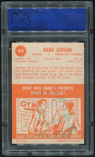 1963 Topps #93 Henry Jordan PSA 8 NM-MT