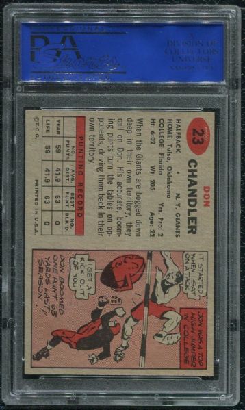 1957 Topps #23 Don Chandler PSA 8 NM-MT