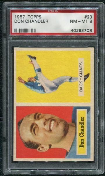 1957 Topps #23 Don Chandler PSA 8 NM-MT