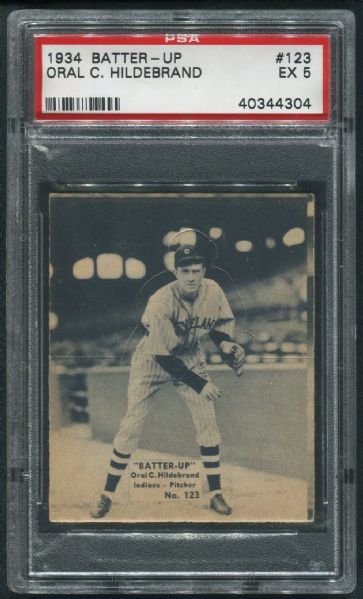 1934 Batter-Up #123 Oral Hildebrand PSA 5 EX