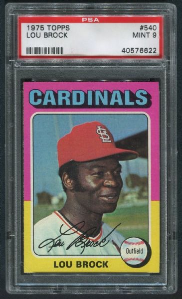 1975 Topps #540 Lou Brock PSA 9 MINT